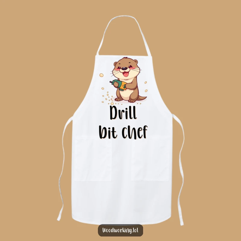 Funny Otter Drilling Sawdust Apron: Playful Carpenter Kitchen Wear for Messy Fun