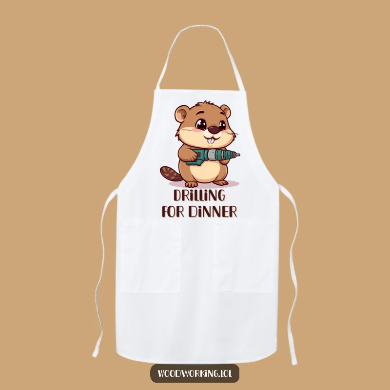 Funny Beaver Drilling Wood Apron: Hilarious Protection for DIY Masters
