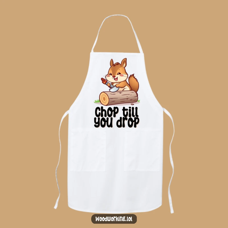 Funny Chipmunk Sawing Log Apron: Cheerful Carpenter Kitchen Wear for Messy Fun