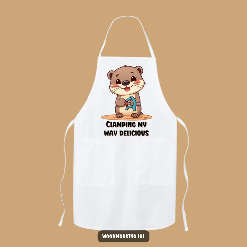 Funny Otter Apron: Cheerful Woodworker Otter for Kitchen or Workshop