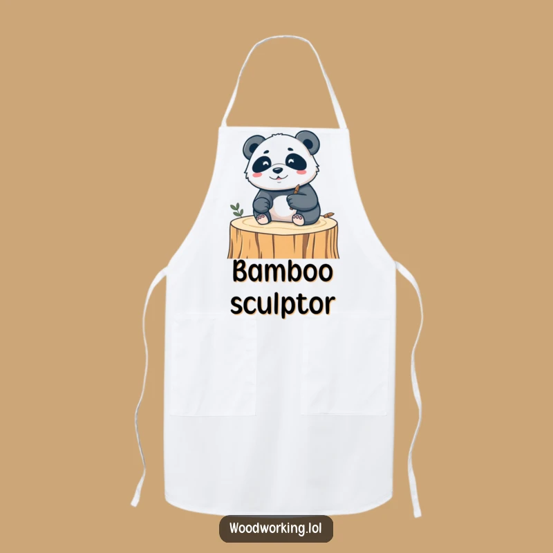 Funny Silly Panda Apron - Chef Artistic Woodcarving Humor Gift for Cooks