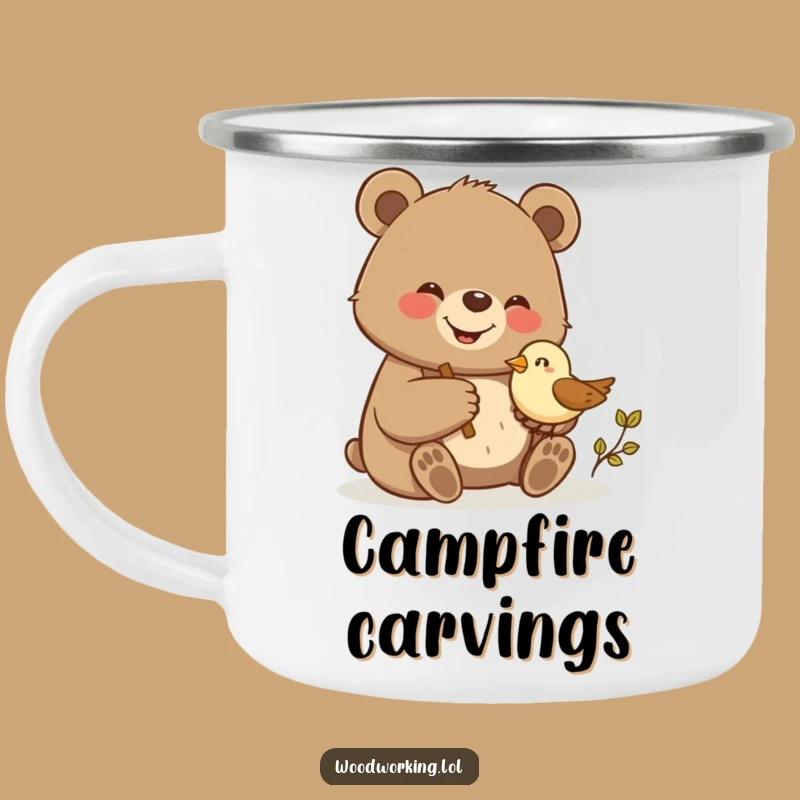 Funny Bear Woodcarving Camping Mug: Fuel Your Artistic Spirit!