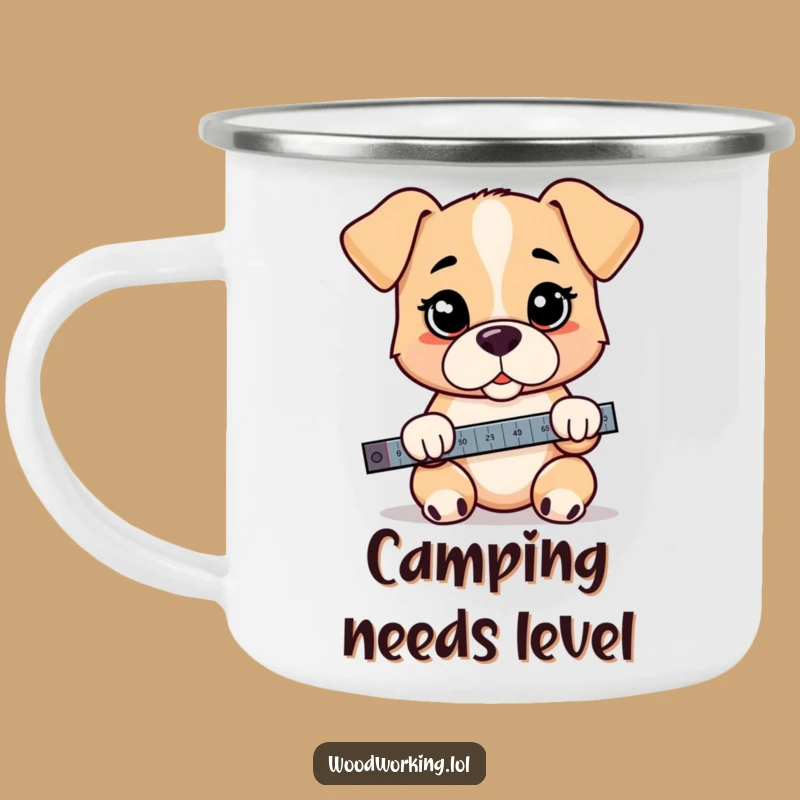 Funny Puppy Level Camping Mug - Serious Cartoon Outdoor Gift!