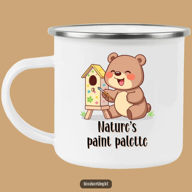 Funny Giggling Bear Birdhouse Camping Mug - Durable Art for Outdoor Adventures