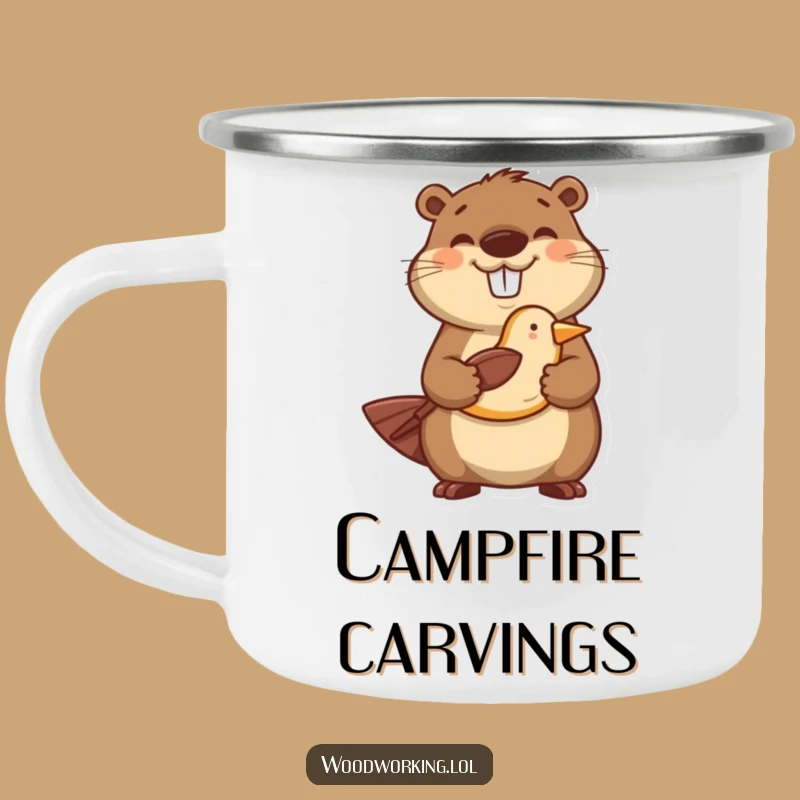 Funny Happy Beaver Carver Camping Mug - Durable and Whimsical Outdoor Gear