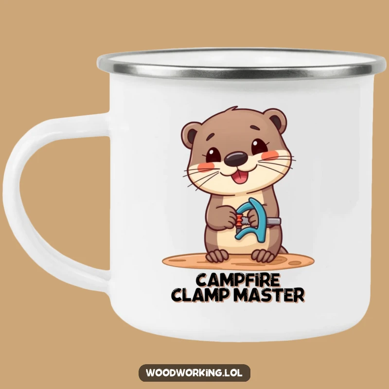 Funny Otter Camping Mug: Cheerful Woodworker Otter for Outdoor Adventures