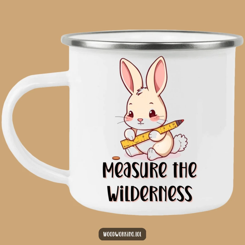 Funny Rabbit Measuring Wood Camping Mug: Hilarious Outdoor Planning Gear