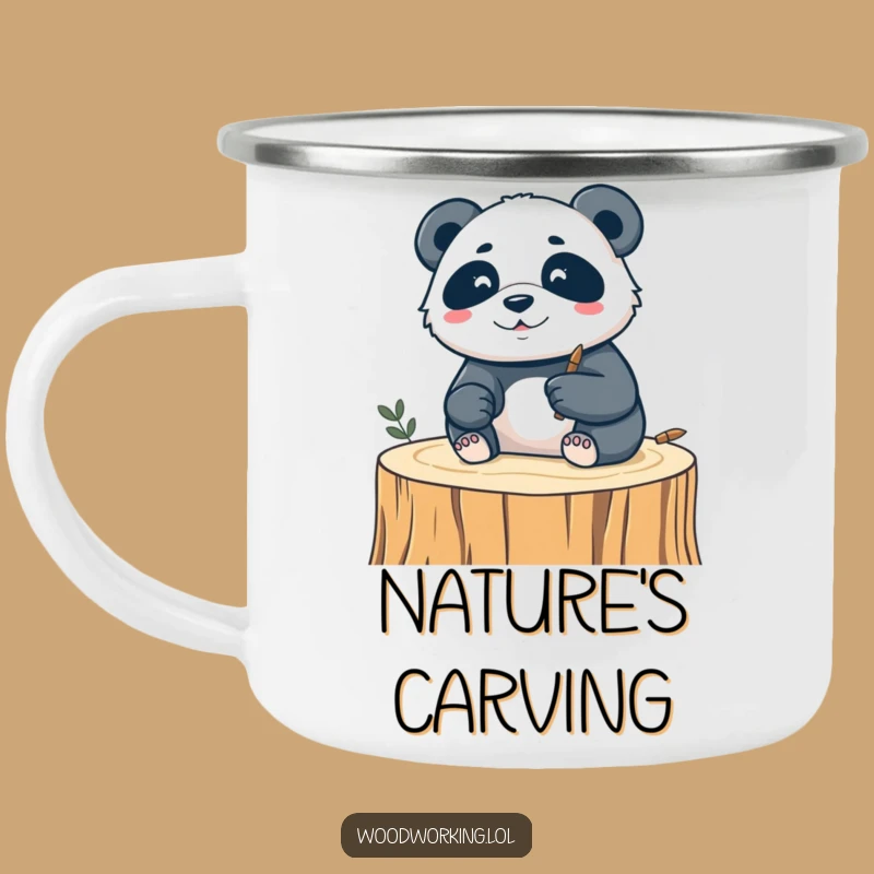Funny Silly Panda Enamel Camping Mug - Outdoor Artistry Humor Gift
