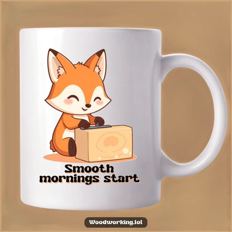 Funny Fox Sanding Mug: Crafty Woodworking Gift for Smooth Finishes