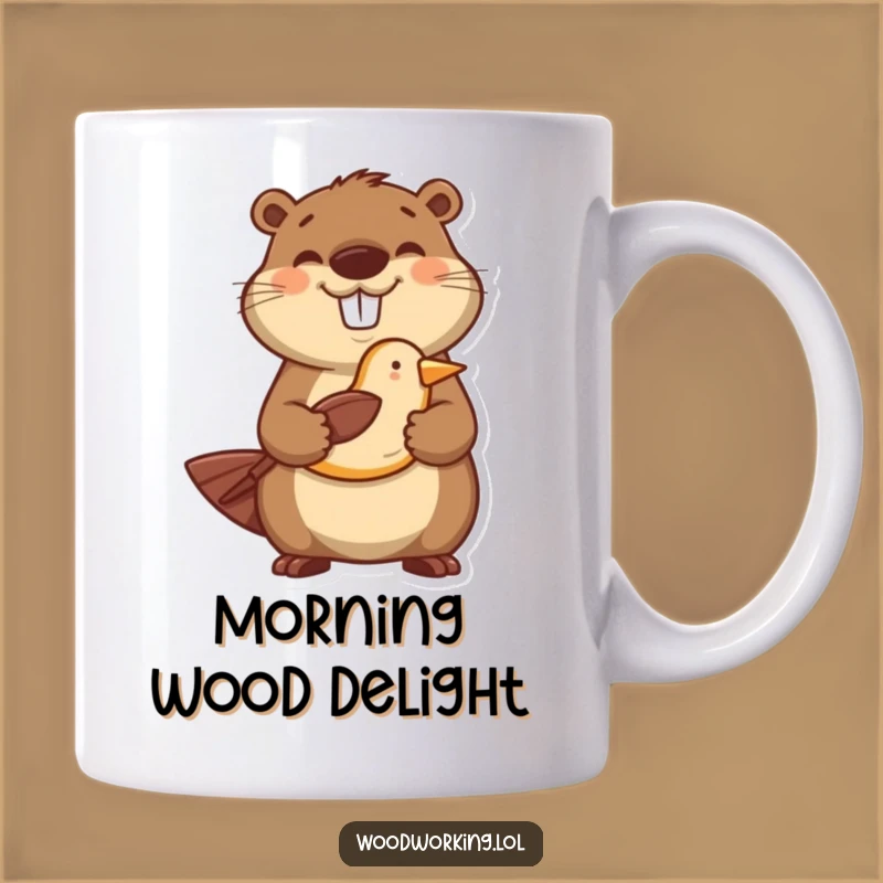 Funny Happy Beaver Carver Mug - Whimsical Woodworking Gift for Beaver Lovers