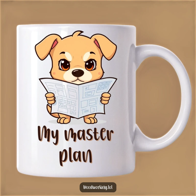 Funny Dog Blueprint Mug: A determined canine engineer's perfect funny gift for builders.