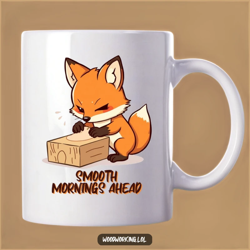 Funny Determined Fox Sander Mug - Gift for Focused DIYers & Fox Lovers