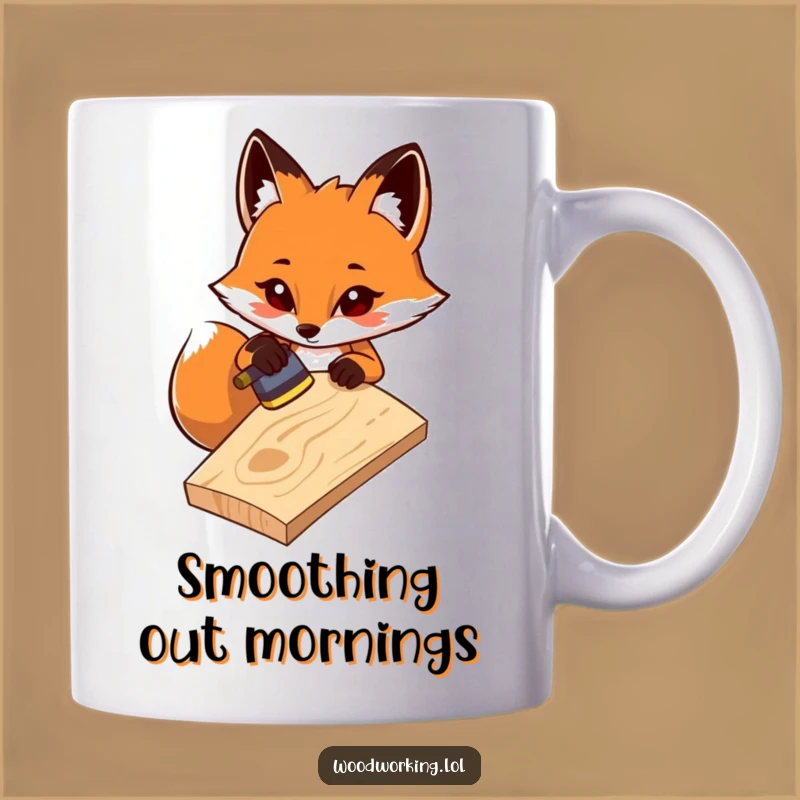 Funny Fox Woodworker Mug: Careful Sanding Humor, Perfect Gift