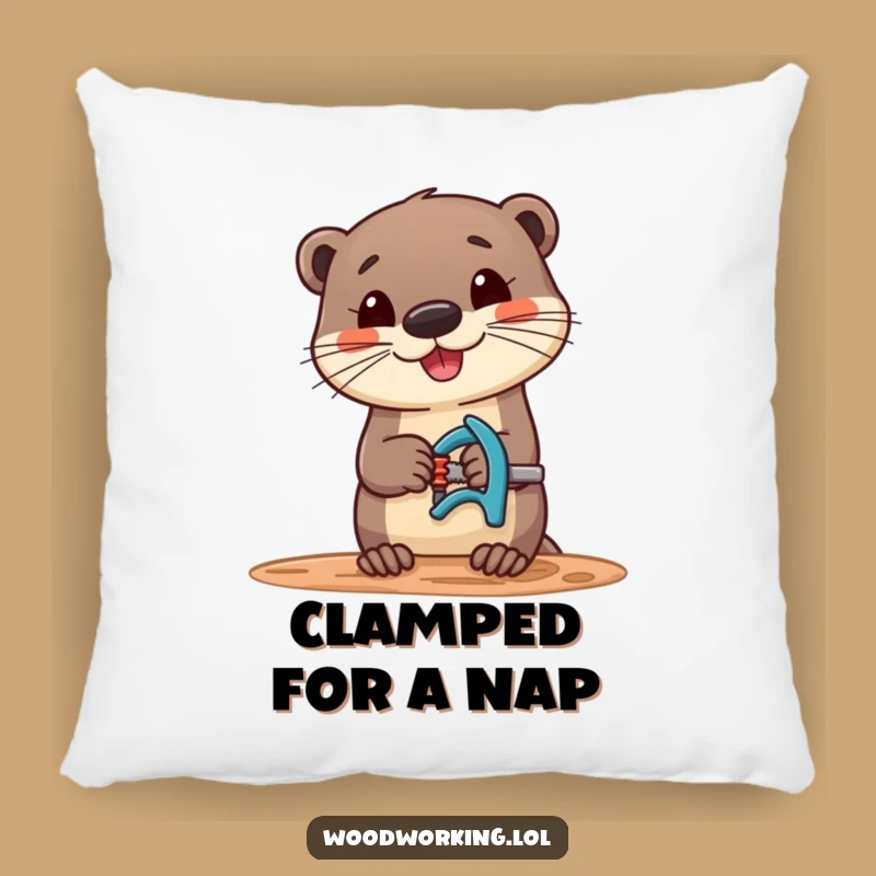Funny Otter Pillow: Cheerful Woodworker Otter for Cozy Comfort
