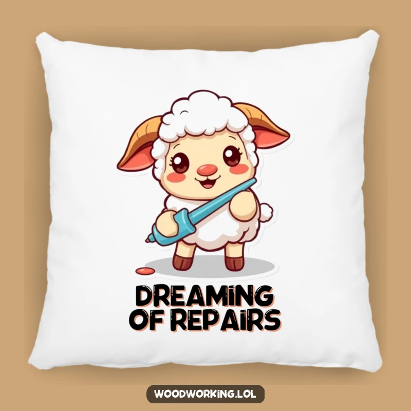 Funny Cheery Sheep Screwdriver Pillow Adorable Comfort and Hilarious Charm