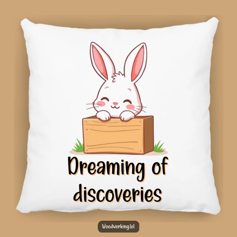 Funny Curious Bunny Toolbox Pillow - Comfy Cushion with Exciting Discoveries