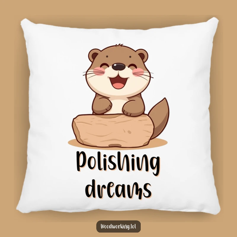 Funny Otter Woodworking Pillow: Crafty Comfort for Your Space!