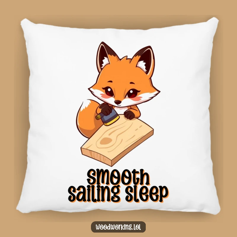 Funny Fox Craft Pillow: Focused Sanding Comfort, Hilarious Gift