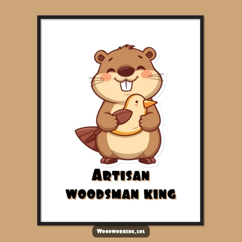 Funny Happy Beaver Carver Digital Art - Instant Download for Crafty Decor