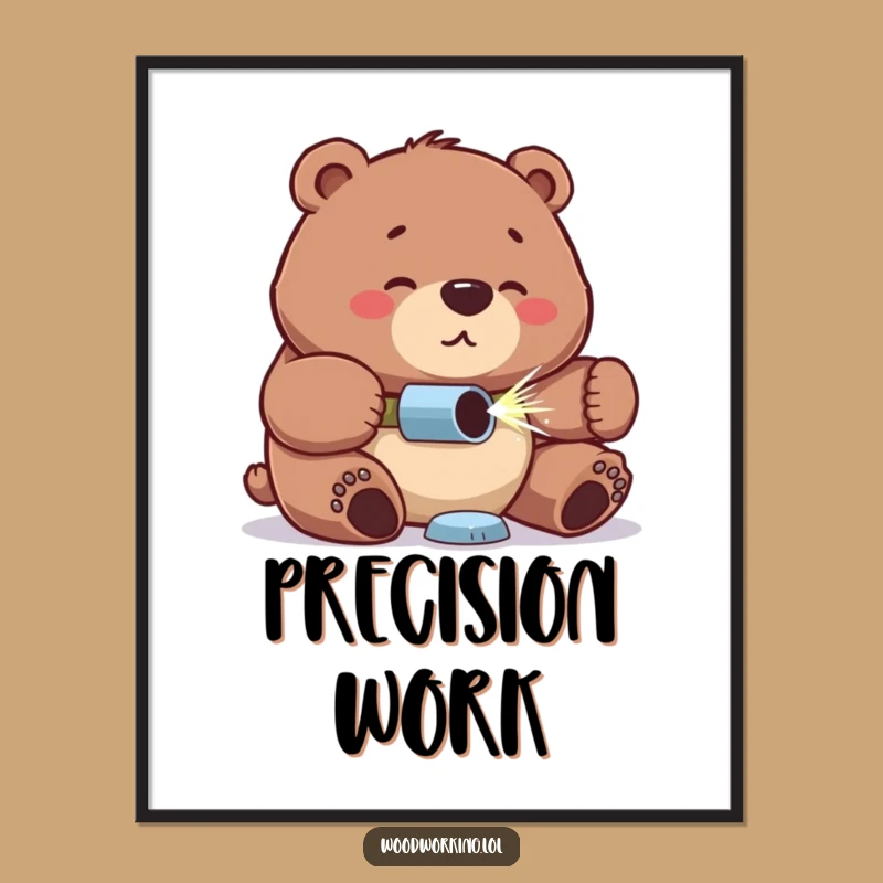 Funny Bear Builder Art Print: Focused Digital Decor