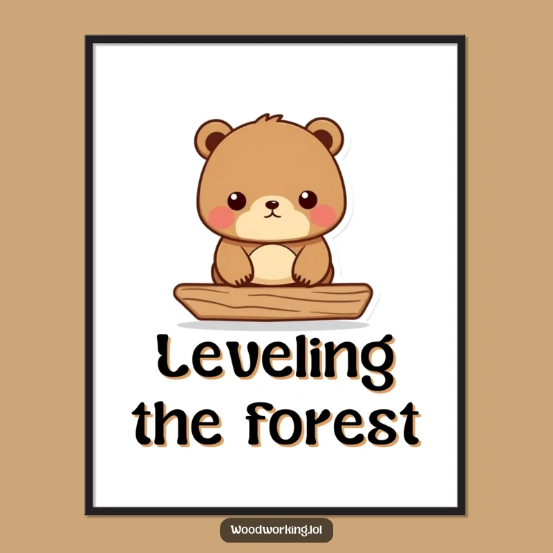 Funny Bear Carpenter Digital Print: Wall Art with Level-Headed Humor!