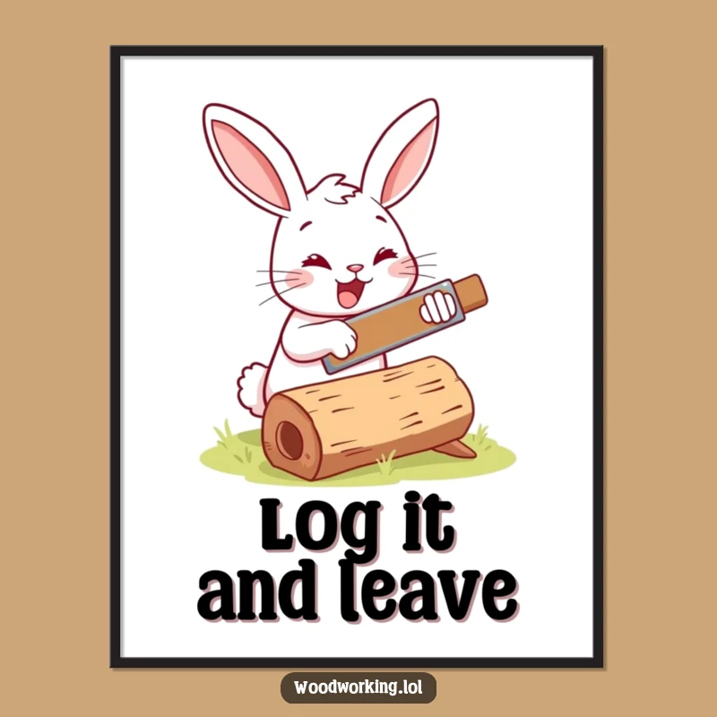 Funny Bunny Woodworker Digital Art Print: Instant Joy for Your Walls!
