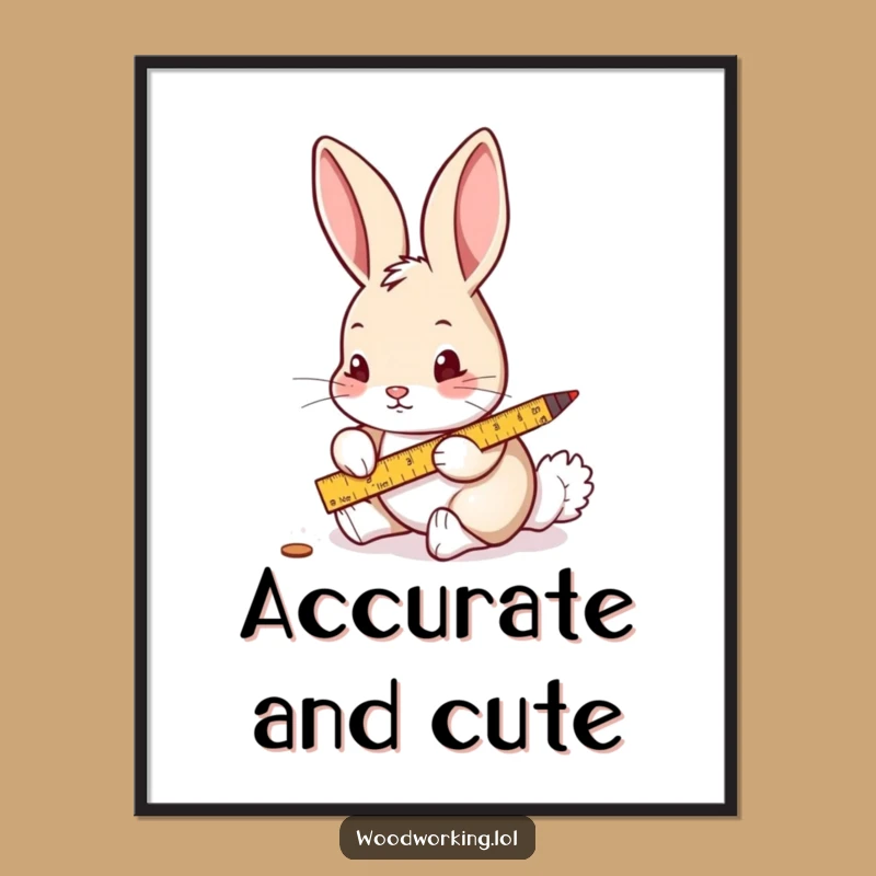 Funny Rabbit Measuring Wood Digital Print: Hilarious Art for Planners