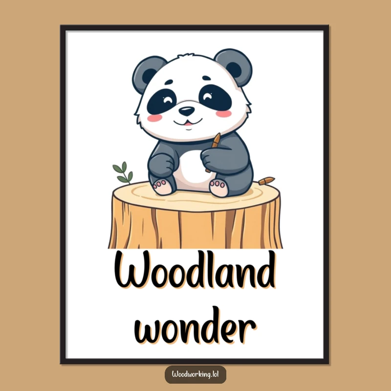 Funny Silly Panda Digital Art Print - Instant Artistic Carving Humor Gift