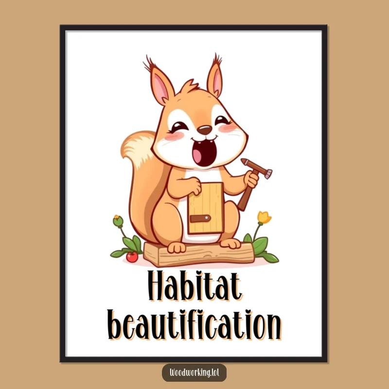 Funny Squirrel Painter Digital Art - Cheerful Cartoon Decor Print!