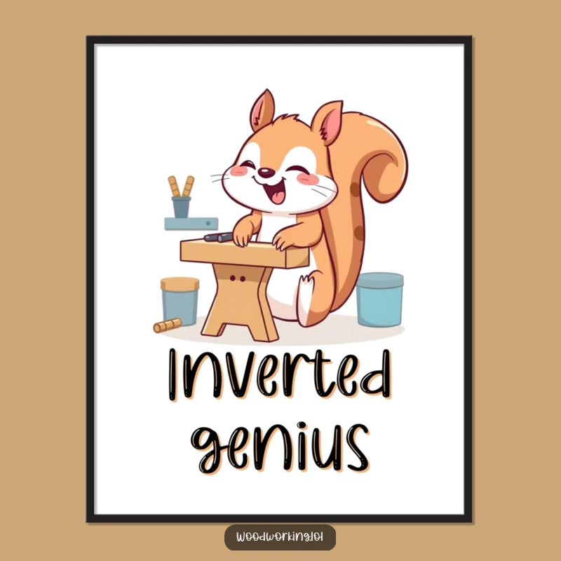 Funny Giggling Squirrel Digital Art Print: Decorate with Upside-Down Fun Gift