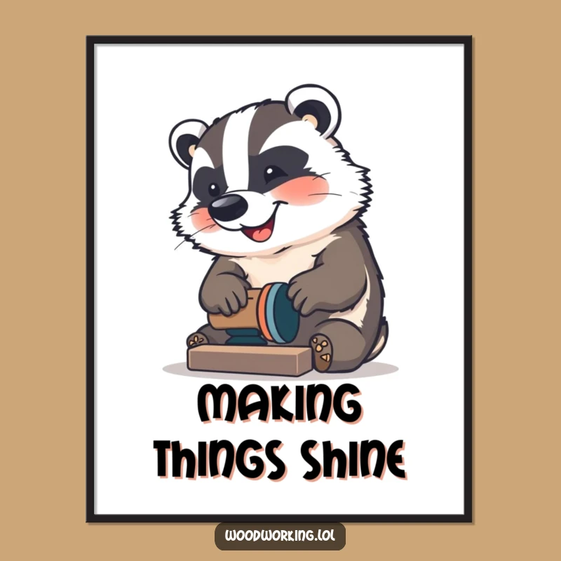 Funny Badger Sander Digital Art: Inspire your space with a happy woodworker's funny gift.