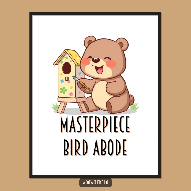 Funny Giggling Bear Birdhouse Digital Art - Instant Download for Colorful Decor