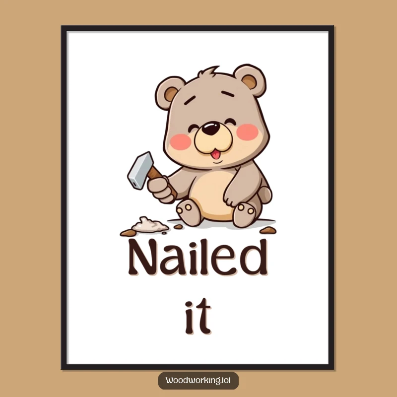 Funny Bear Digital Print: Hilarious Carpenter Art for Instant Laughs - Unique Gift!