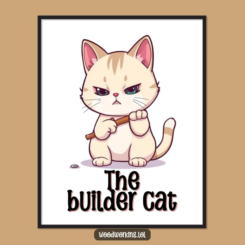 Funny Cat DIY Digital Art: Printable Construction Decor, Hilarious Gift