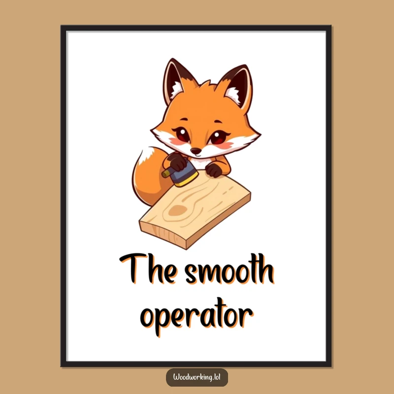 Funny Fox Sanding Digital Art: Printable Woodworking Decor, Hilarious Gift