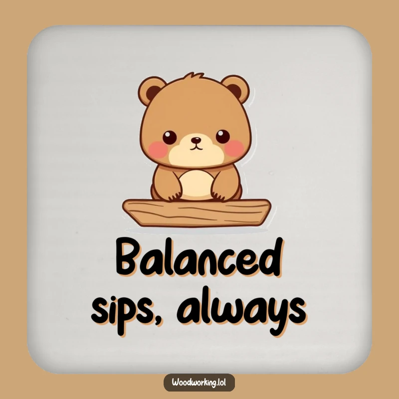 Funny Bear Carpenter Coaster: Protect Surfaces with Builder's Humor!