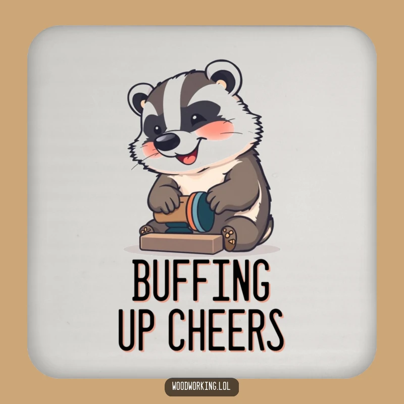 Funny Badger Sander Coaster: Protect surfaces with badger craftsmanship, a perfect funny gift.