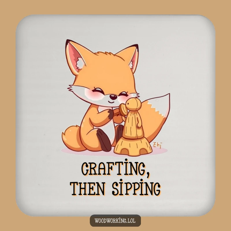 Funny Fox Carver Coaster: Protect Surfaces with Crafty Charm
