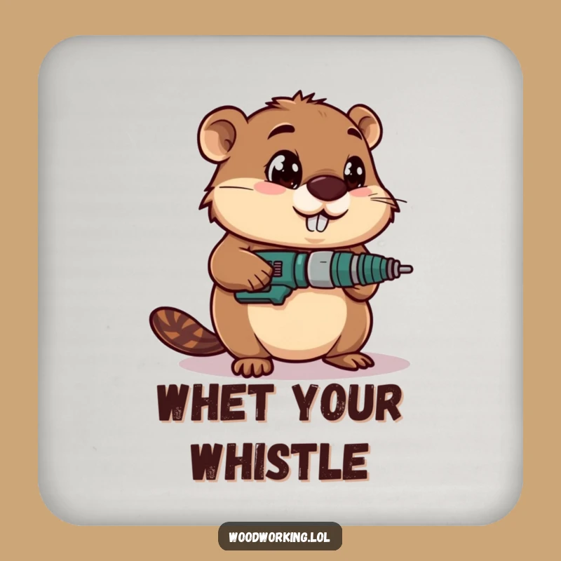 Funny Beaver Drilling Wood Coaster: Hilarious Protection for Your Table