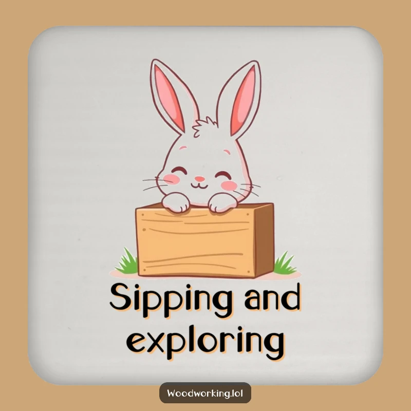 Funny Curious Bunny Toolbox Coaster Set - Protect Surfaces with Adventurous Charm