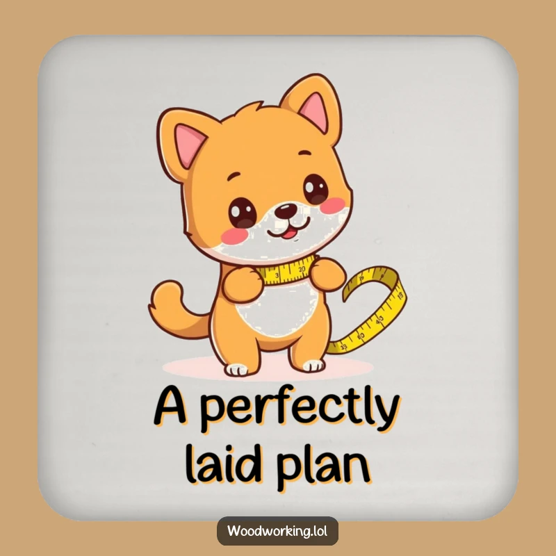 Funny Dog Measuring Wood Coaster - Protect Surfaces with Humor Gift!