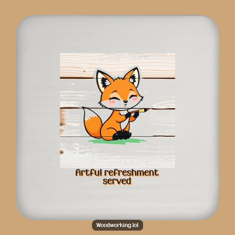 Funny Fox Artist Coaster: Add Color to Your Table Funny Gift