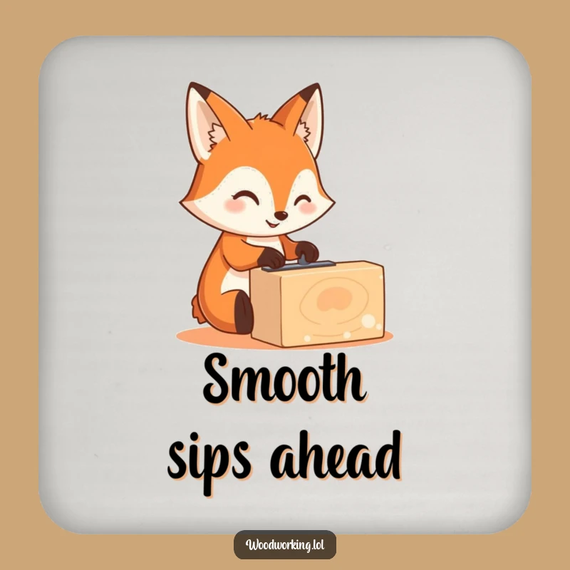 Funny Fox Sanding Drink Coaster: Protect Surfaces with Crafty Woodworking Style