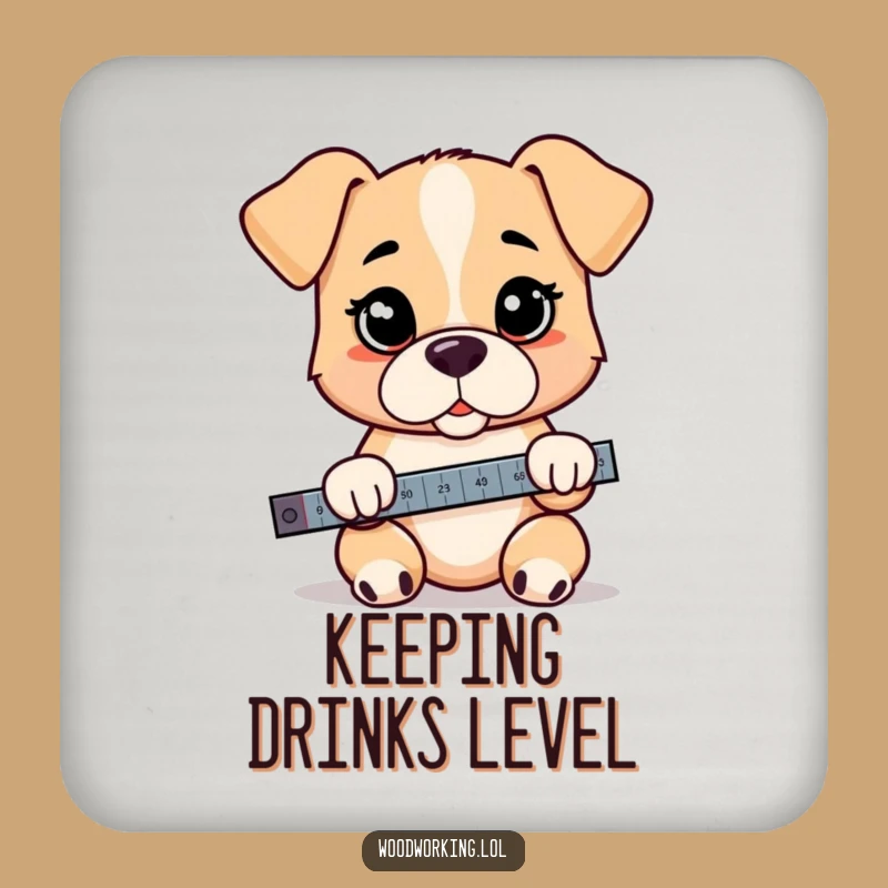 Funny Puppy Level Coaster - Serious Cartoon Drink Protector!
