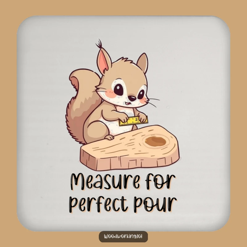Funny Squirrel Measurer Drink Coaster: Protect Surfaces Precisely!