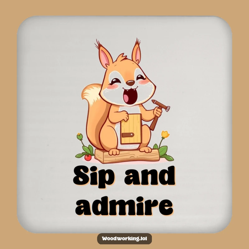 Funny Squirrel Painter Coaster - Cheerful Cartoon Decor Gift!