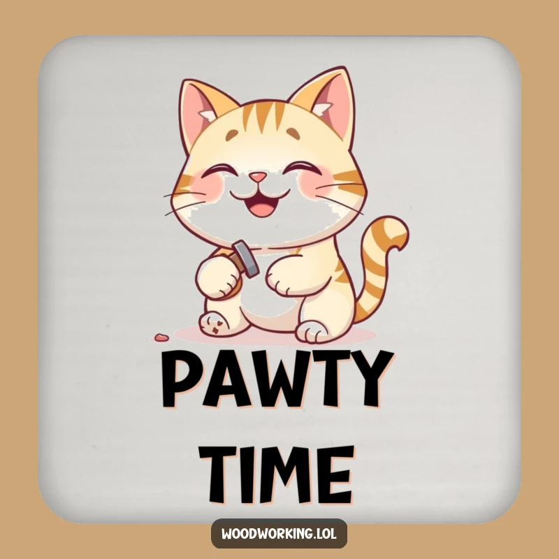 Funny Cat Coasters: Hammered Home - Humorous Table Protection