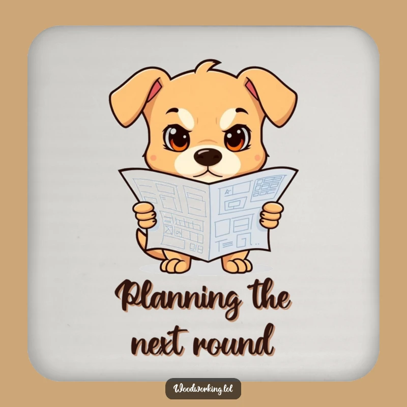 Funny Dog Blueprint Coaster: Protect surfaces with canine planning, a perfect funny gift.