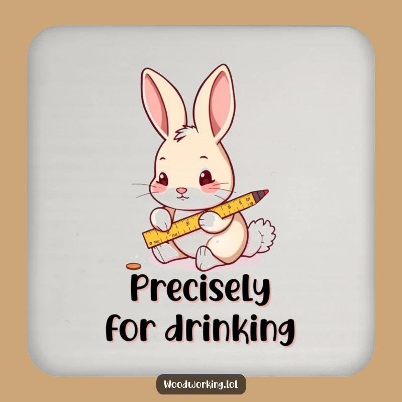 Funny Rabbit Measuring Wood Coaster: Hilarious Protection for Tabletops