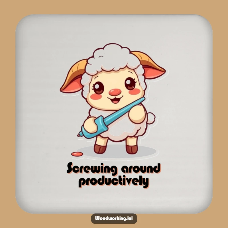 Funny Cheery Sheep Screwdriver Drink Coaster Protect Surfaces with Humor